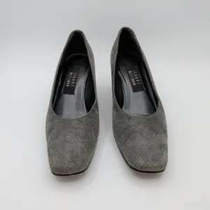 Stuart‎ Weitzman Gray Textured Square Toe Block Heel Pumps Womens 8 AA Narrow thumbnail 3