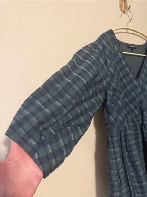 Madewell‎ Marianna Puff-Sleeve Mini Dress in Plaid Size Medium thumbnail 4