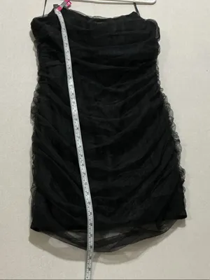 Elegant Strapless Black Ruched Cocktail Dress thumbnail 2