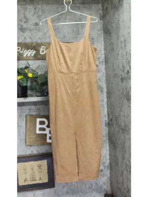 NEW Future Collective Womens 90's Suede Midi A-Line Dress 94642519 Brown M thumbnail 2