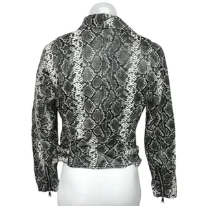 Vigoss Black Faux Leather Snakeskin Asymmetrical Zipper Long Sleeve Jacket Sz XS thumbnail 2