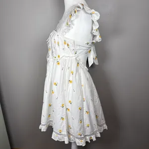 For Love & Lemons Leanne Mini Dress White Floral Embroidered Size Small thumbnail 3