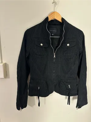 Banana Republic Y2K moto blazer jacket navy small thumbnail 2