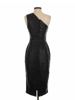 Bardot x Anthropologie Oriella Vegan Leather One Shoulder Midi Dress Size S thumbnail 5