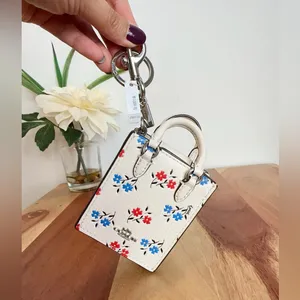 NWT Coach North/South Mini‎ Tote Bag Charm With Floral Print thumbnail 4