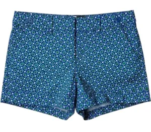 New York & Company Shorts Womens 8‎ Blue Green Geo Print Cotton Stretch Casual thumbnail 1