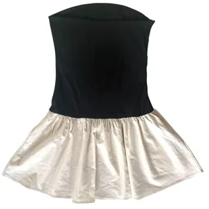 Strapless Dress Color Block Fit & Flare Mini Dress Womens Size Small Black Cream thumbnail 3