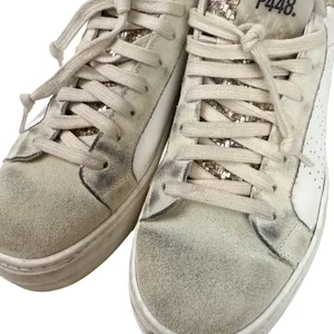 P448 Thea Platform Sneakers White Leather Metallic Heel Size 38/ US 7.5/8‎ thumbnail 12
