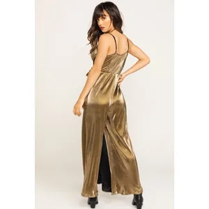SHOW ME YOUR MUMU Jane Jumpsuit Gold Metallic Wrap Tie‎ Waist Party Glam Small thumbnail 7