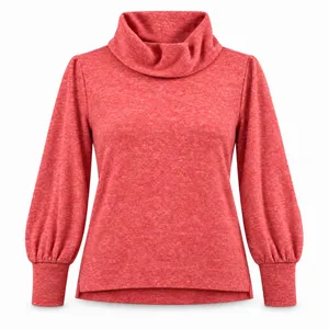 Maeve Anthropologie Cowl Neck Top Women Small Coral Puff Sleeve Sweater thumbnail 1