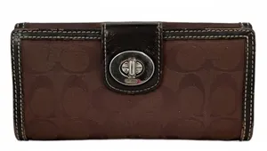 Coach Vintage Signature Coach Turnlock Continental Wallet With Leather Trim thumbnail 1