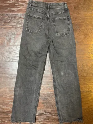 Wild Fable Highest Rise Straight Jeans 0 Washed Black Distressed Raw Hem thumbnail 3
