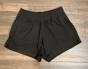 Oakley Active Workout Shorts Black Blue Logo Regular Fit Medium Gym Running thumbnail 1