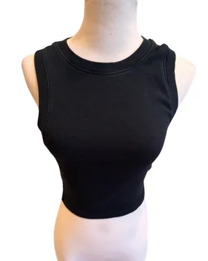 Zara Black Ribbed Muscle Tank Sleeveless Shirt M Form Fitting Cropped thumbnail 2