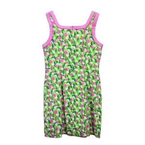 Lilly Pulitzer Pink Green Floral Sleeveless Cotton Dress Size 8 Vintage thumbnail 5