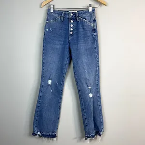 We the Free People‎ Jeans Womens 25 Blue Distressed Cropped Button Fly Stretch thumbnail 2