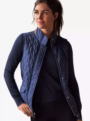 NWT Peter Millar Addison Quilted Travel Vest Navy M Medium Golf *CC customized* thumbnail 1