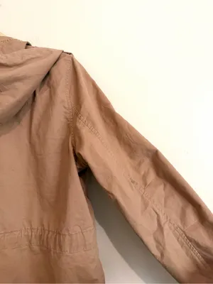 Love Tree Tan Hooded Utility Jacket Field Coat Lightweight 100% Cotton Sz Large thumbnail 9
