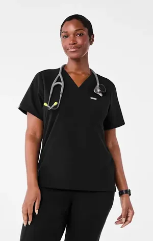FIGS Catarina One Pocket V-Neck Scrub Top Black Sz Large thumbnail 1