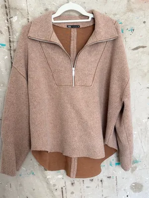 Zara Faux Shearling Half Zip Pullover Sweatshirt thumbnail 2