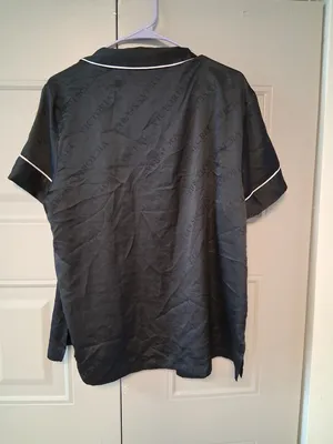 Victoria's Secret collared pj pajama top with pockets in black and white size medium. thumbnail 7