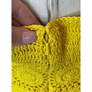 NBD Dress Women Medium Yellow Brandy Open Knit Crochet Halter Neck Midi Retro‎ thumbnail 12