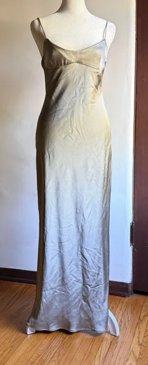 ZARA | Silver Satin Strappy back Open back Midi Cocktail Dress | Extra Small thumbnail 1