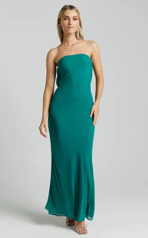 New Showpo Laurelle Maxi Dress Strapless Tie Back Cowl Slip Size Medium MSRP $99 thumbnail 3