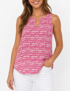 Old Navy Pink Abstract Stripe V-Neck Tank Top Sleeveless Keyhole Small Tall thumbnail 1