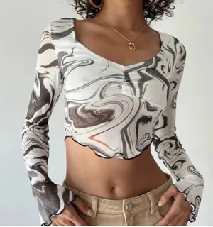 Princess polly cropped bell sleeve top thumbnail 2
