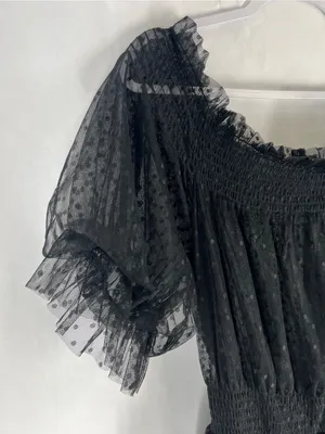 CQ by CQ Black Swiss Dot Tiered Dress Size L Whimsygoth thumbnail 4
