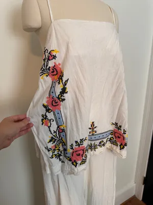 Free People Sightseer Linen Embroidered Tank and Pants Set thumbnail 3