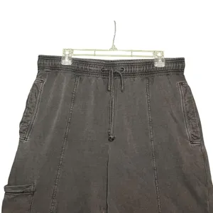 Out From Under Pants Women's L Gray Cargo Crop Drawstring Twill Pockets Relaxed thumbnail 11