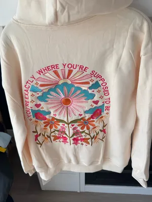Y2K Floral You're Exactly Where You're Supposed To Be Letter Embroidered Hoodie thumbnail 7