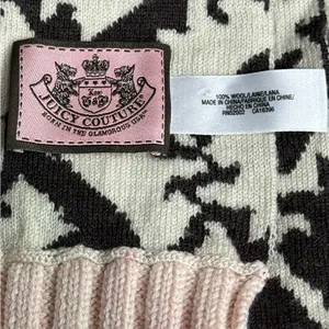 VTG‎ Juicy Couture Y2K 100% Wool Scarf Brown, Cream, Pink 74" x 8" thumbnail 4