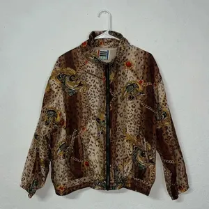 Vintage animal print 80s 90s jacket‎ full zipper lightweight pockets baddie thumbnail 2