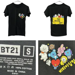 BT21 Line Friends Graphic Tee K Pop Cotton Black Short Sleeve Crew Neck Unisex S thumbnail 3