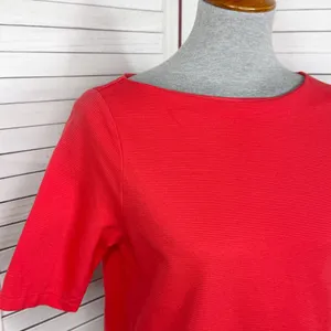Lauren Ralph Lauren‎ Ribbed Boat Neck Short Sleeve Top Coral Orange Medium thumbnail 5