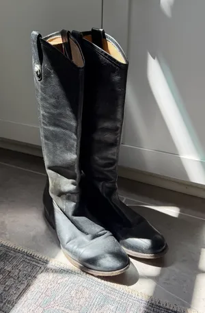 Leather Frye Riding Boots Black thumbnail 1
