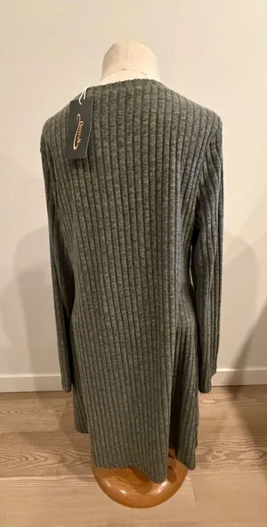 Ofeefan Ribbed Knit Long Sleeve A-Line Dress Olive Green XL NWT thumbnail 1