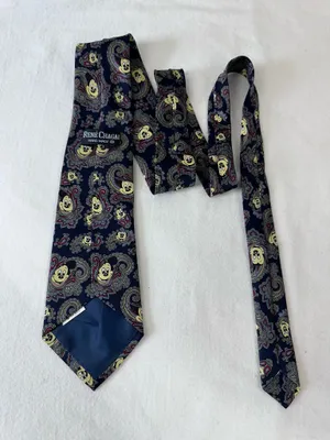 Disney Mickey Mouse Tie vintage Blue Paisley Neck Tie Silk Office Vacation. thumbnail 5