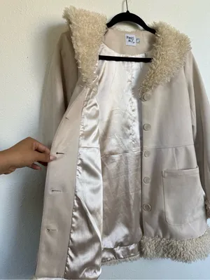 Princess Polly Y2K Penny Lane Faux Shearling Cream Coat Size 2 thumbnail 3