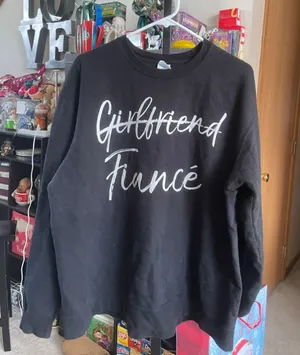 Women's Port & Company Black Girlfriend Fiancé Sweatshirt XL thumbnail 1