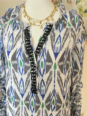 Chico’s Ikat Print Woven 40th Anniversary Limited Edition Blouse Top 1.5 US 10 thumbnail 8