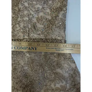Vintage Aspeed Gold Formal Mini Dress Size Medium Sequin Lace Up Back V-Neck EUC thumbnail 8