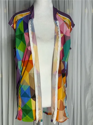 Women’s Sleeveless Geo-Print Cycling Jersey - Multicolor 3XL thumbnail 7