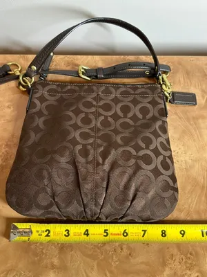 Coach Signature Sateen File Crossbody Bag Brown Black Style 43107 thumbnail 9