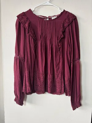 Knox Rose Burgundy Long Sleeve Top - Size Large thumbnail 1