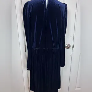 Tommy Hilfiger Navy Velvet Ruffle Mock Neck Long Sleeve Dress Office 12 Formal thumbnail 7