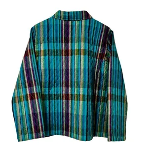 Company Collection Vintage Quilted Button Up Jacket Blue/Green Plaid XL thumbnail 2